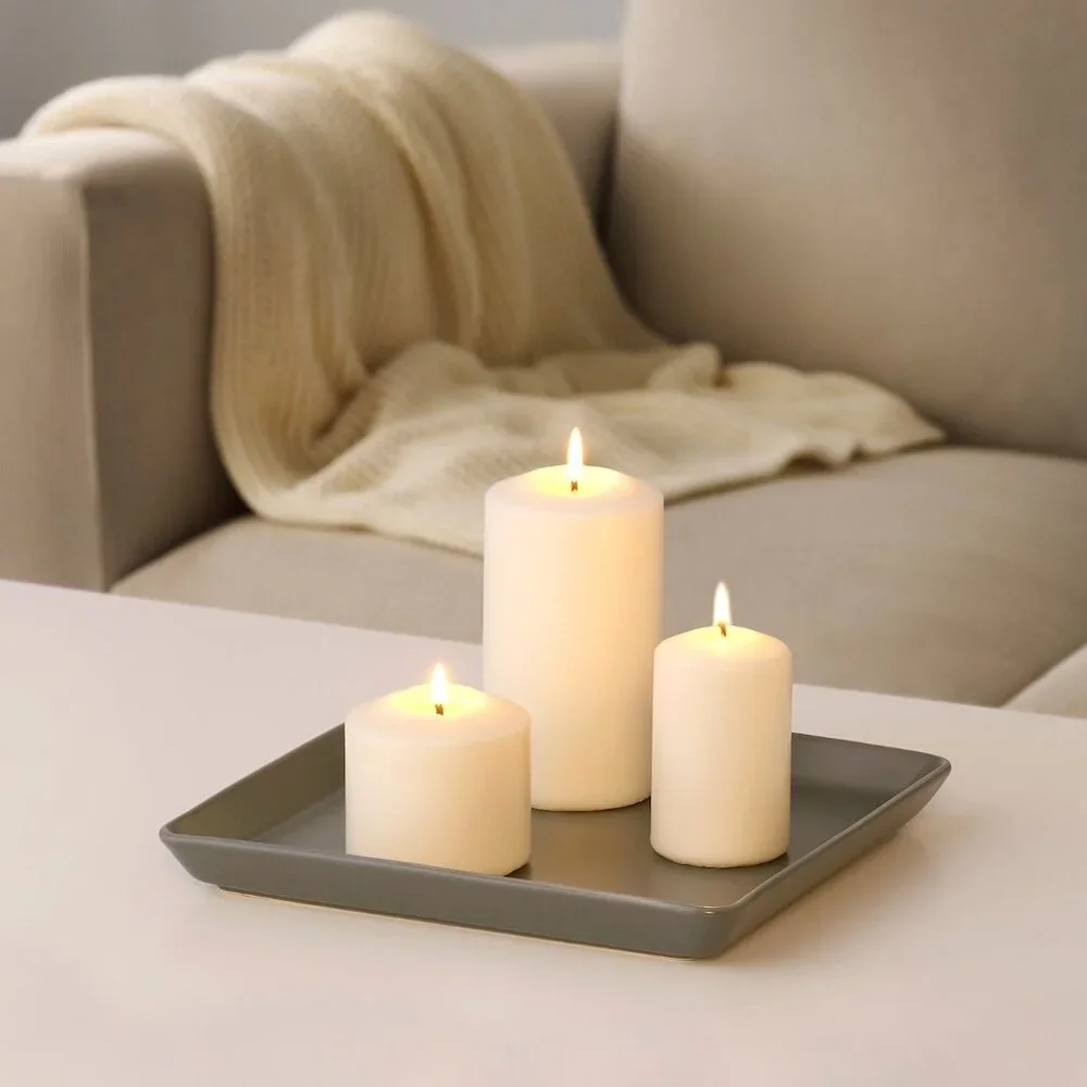 New ! IKEA IDEAL Candle  Dish Gray Earthenware 10x10